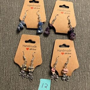 4 pairs of handmade earrings hypoallergenic metals small business made nwt